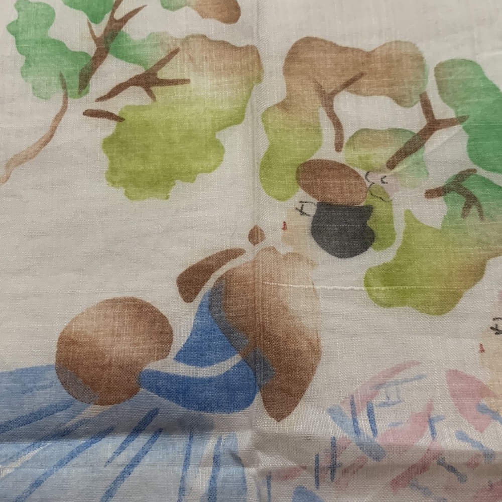 VINTAGE SILK HANDKIE HAND PAINTED?VICTORIAN LADIES (see photos @condition) - Picture 2 of 3